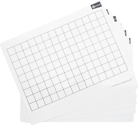 10 Dry Wipe Boards - 228x305mm - 2cm Grid
