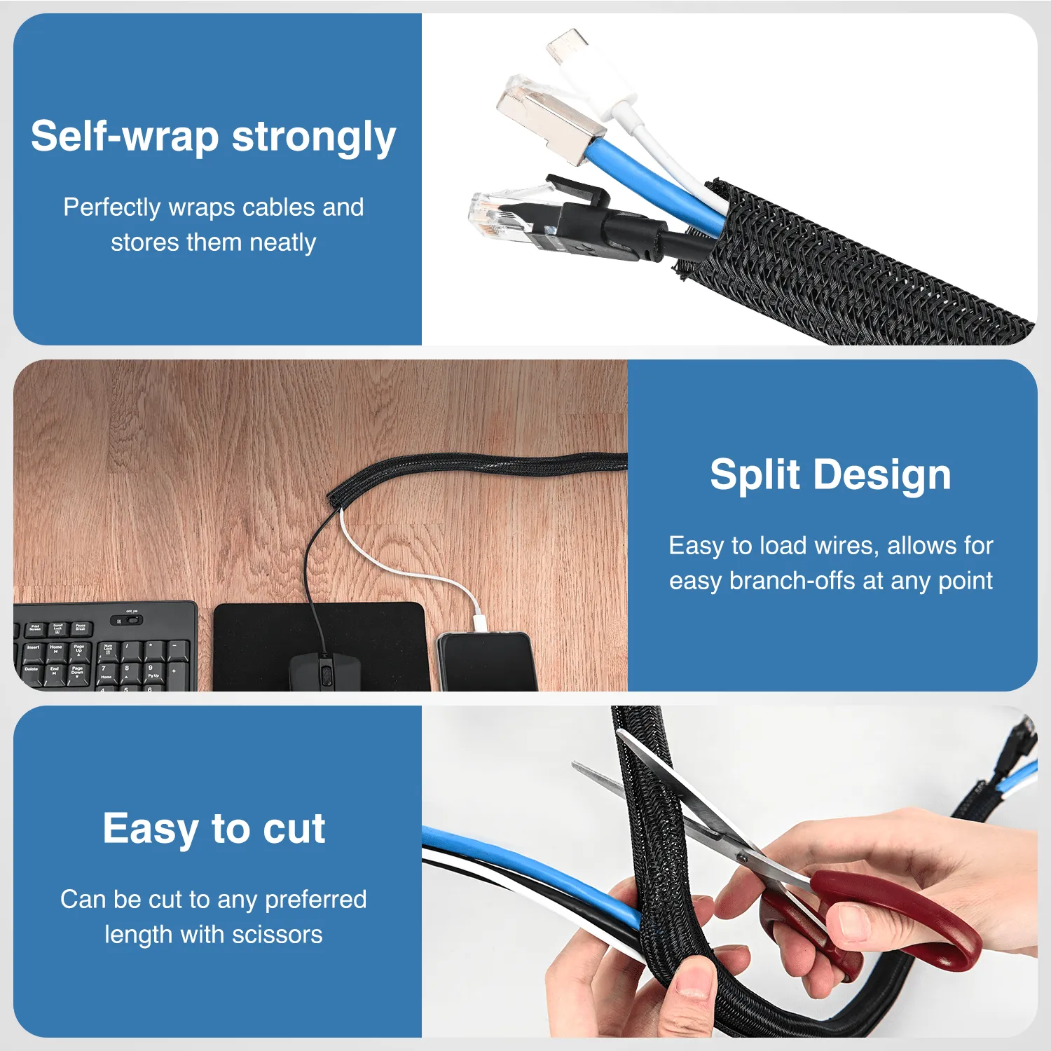 10ft-1/2inch Cable Management Sleeves