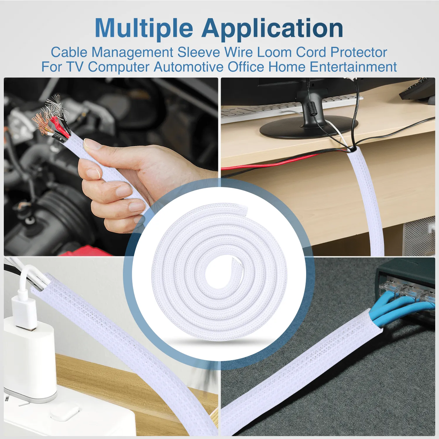 10ft-1/2inch White Cable Management Sleeves