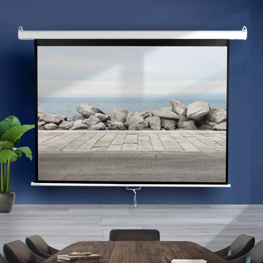 125" Projector Screen Manual Projection 3D Home Cinema Retractable 4:3 Screens