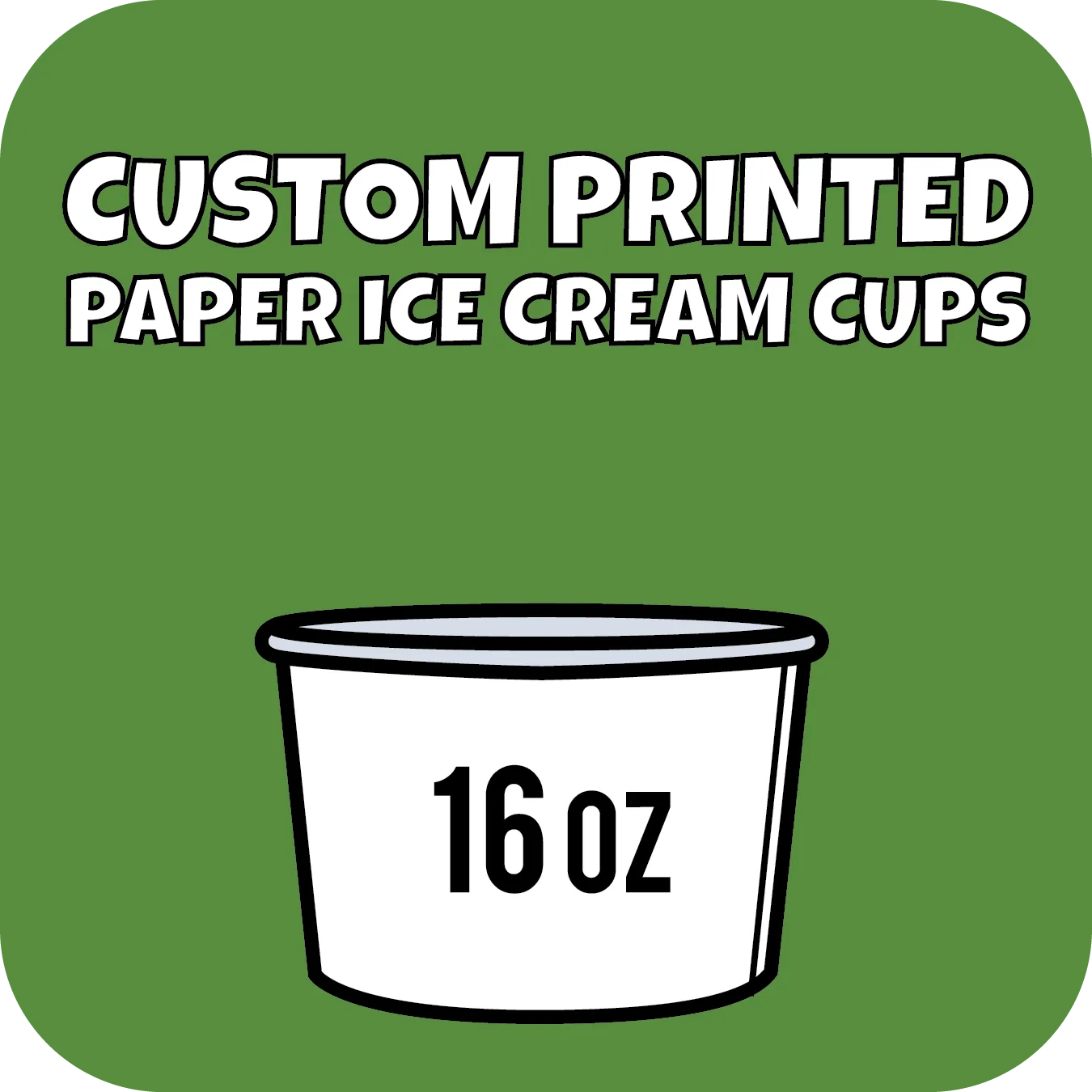 16oz Custom Printed Paper Ice Cream Cups 1000ct