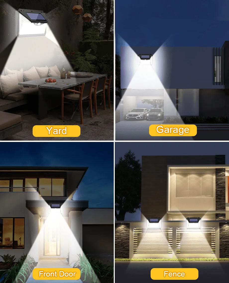 188 LED Solar Light Outdoor 3&4Modes Lamp Waterproof  Motion Sensor
