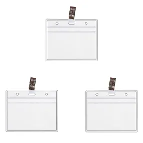 3 Business Card Cases Card Protector Immunization Record Cards Holder Clear Plastic Sleeve With Clip No2206