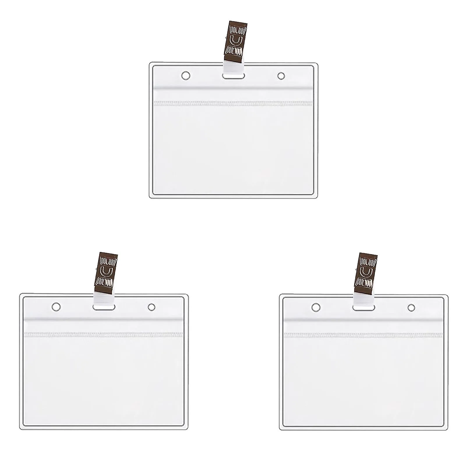 3 Business Card Cases Card Protector Immunization Record Cards Holder Clear Plastic Sleeve With Clip No2206