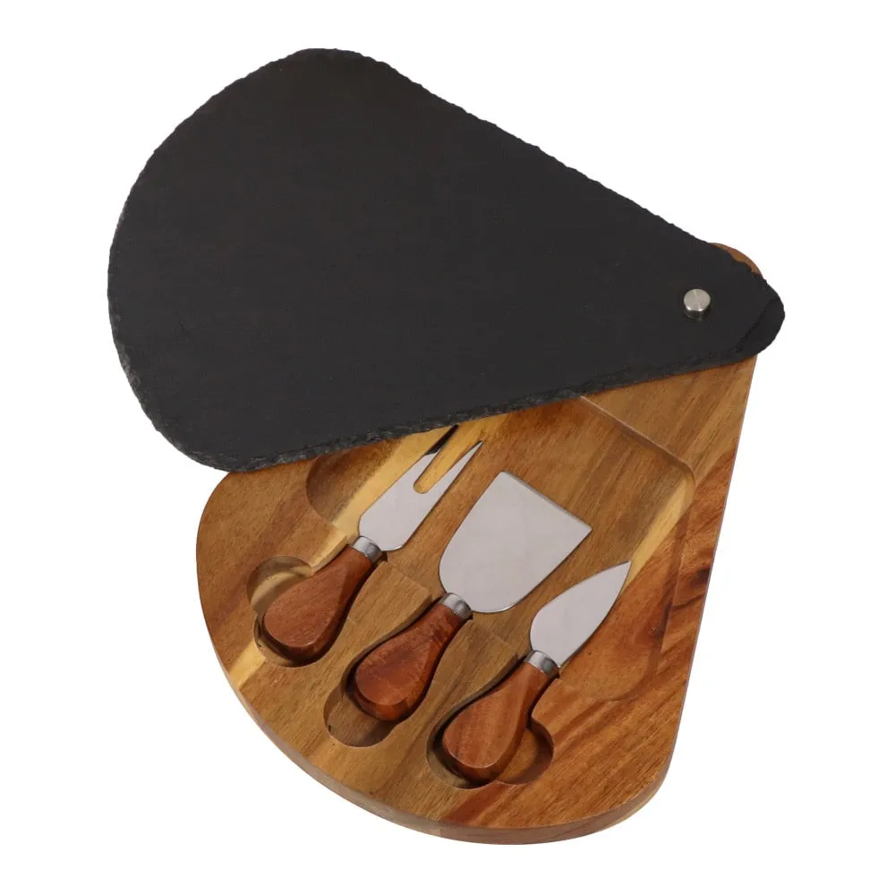 3pcs Cheese Knives And Boards Slate Cheese Food Serving Boards