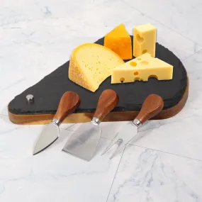 3pcs Cheese Knives And Boards Slate Cheese Food Serving Boards