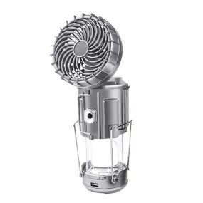 6 in 1 Portable Outdoor LED Camping Lantern With Fan Solar Rechargeable
