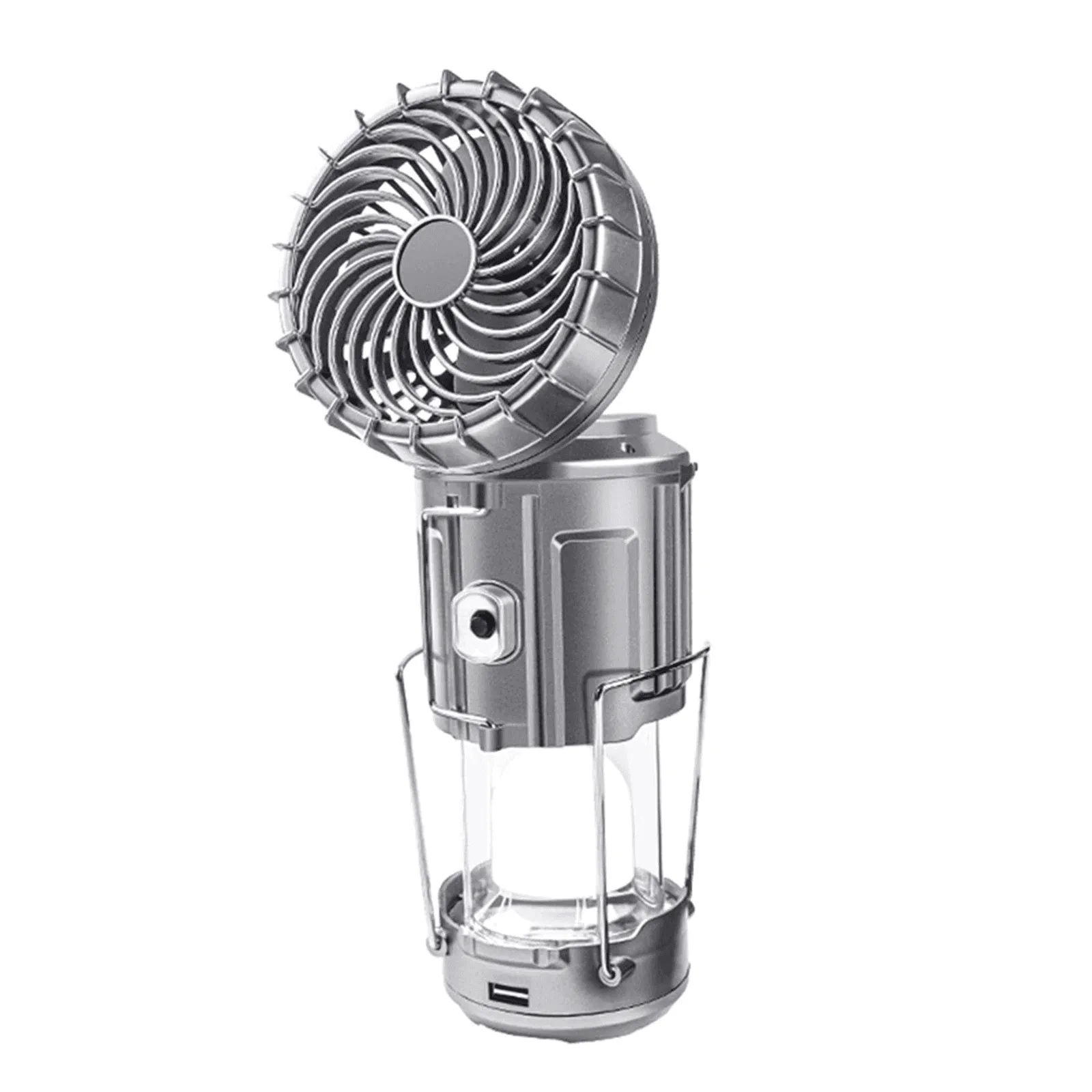 6 in 1 Portable Outdoor LED Camping Lantern With Fan Solar Rechargeable