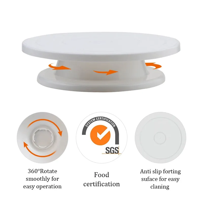 6Pcs Set Cake Turntable Rotating Cake Stand Rotary Table Cake Table