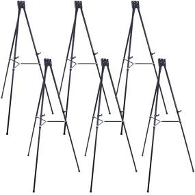 70" High Showroom XL Aluminum Display Easel (Pack of 6) - Heavy Duty Extra Large Black Presentation Stand, Adjustable Portable Floor Tabletop Tripod