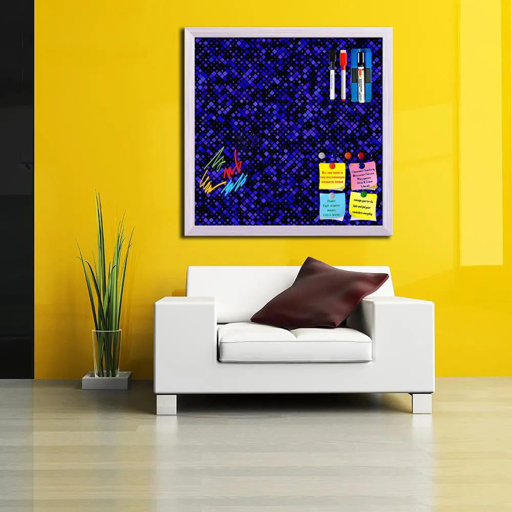 Abstract Tiled Mosaic Pattern Framed Magnetic Dry Erase Board | Combo with Magnet Buttons & Markers