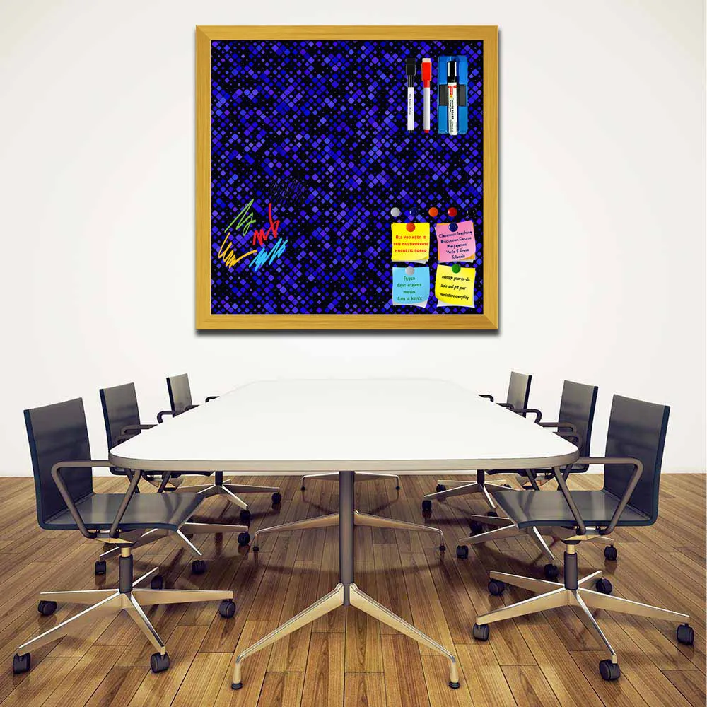 Abstract Tiled Mosaic Pattern Framed Magnetic Dry Erase Board | Combo with Magnet Buttons & Markers