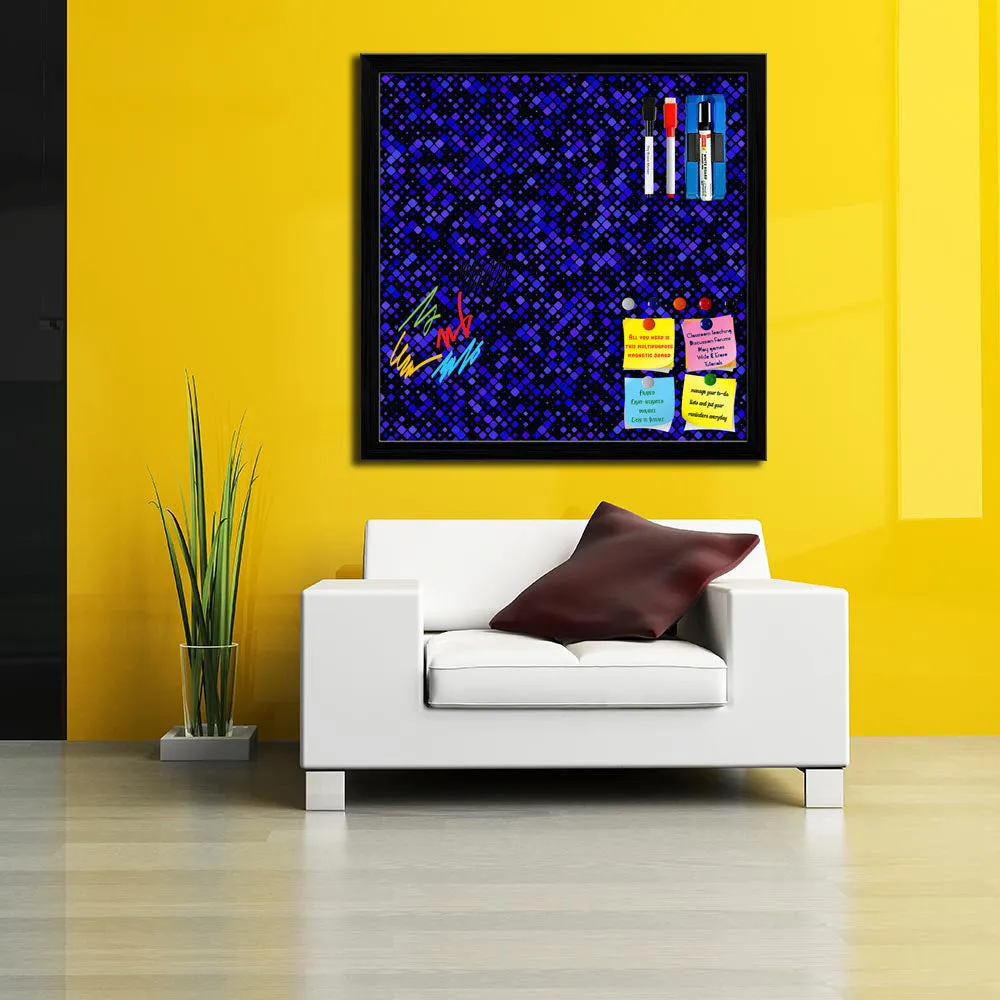 Abstract Tiled Mosaic Pattern Framed Magnetic Dry Erase Board | Combo with Magnet Buttons & Markers