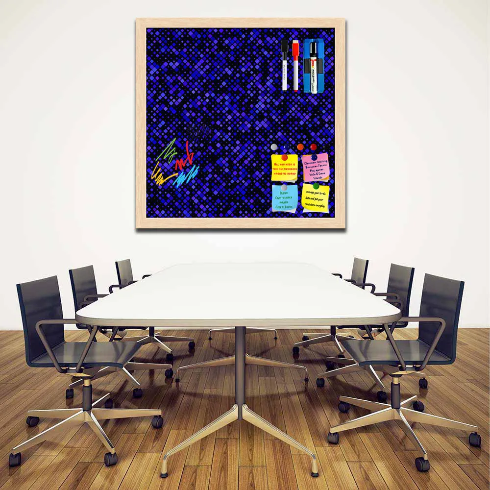 Abstract Tiled Mosaic Pattern Framed Magnetic Dry Erase Board | Combo with Magnet Buttons & Markers