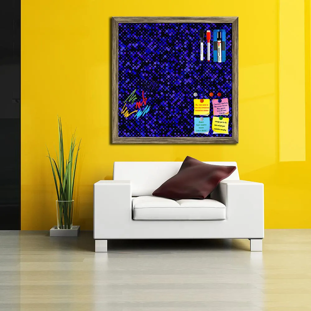 Abstract Tiled Mosaic Pattern Framed Magnetic Dry Erase Board | Combo with Magnet Buttons & Markers