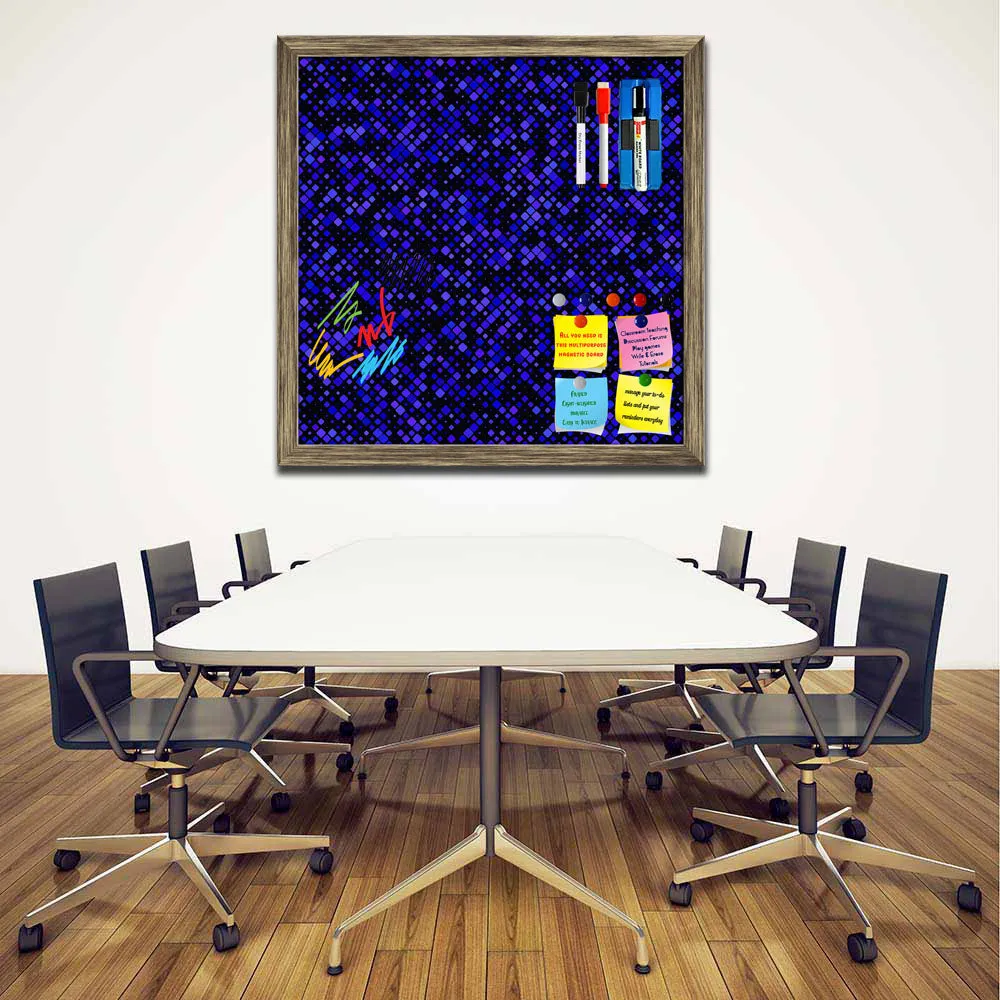 Abstract Tiled Mosaic Pattern Framed Magnetic Dry Erase Board | Combo with Magnet Buttons & Markers