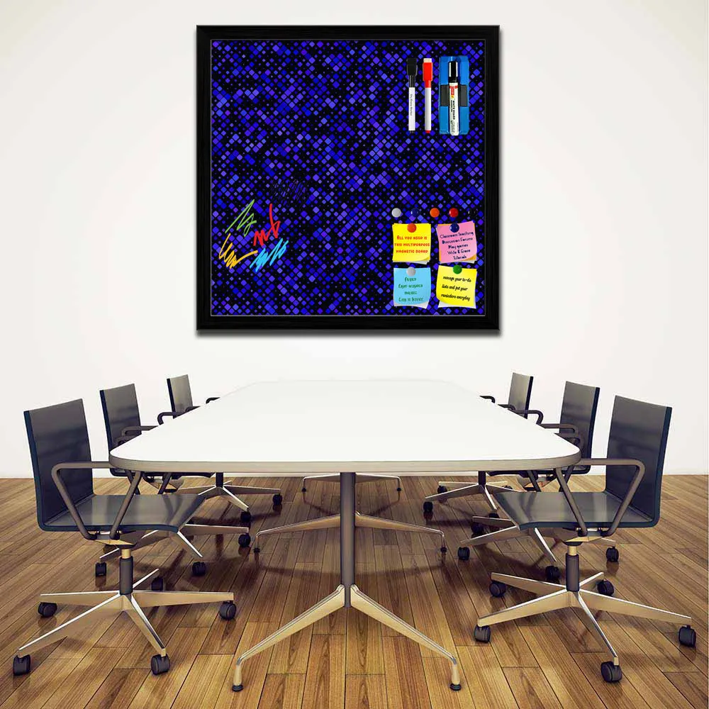 Abstract Tiled Mosaic Pattern Framed Magnetic Dry Erase Board | Combo with Magnet Buttons & Markers