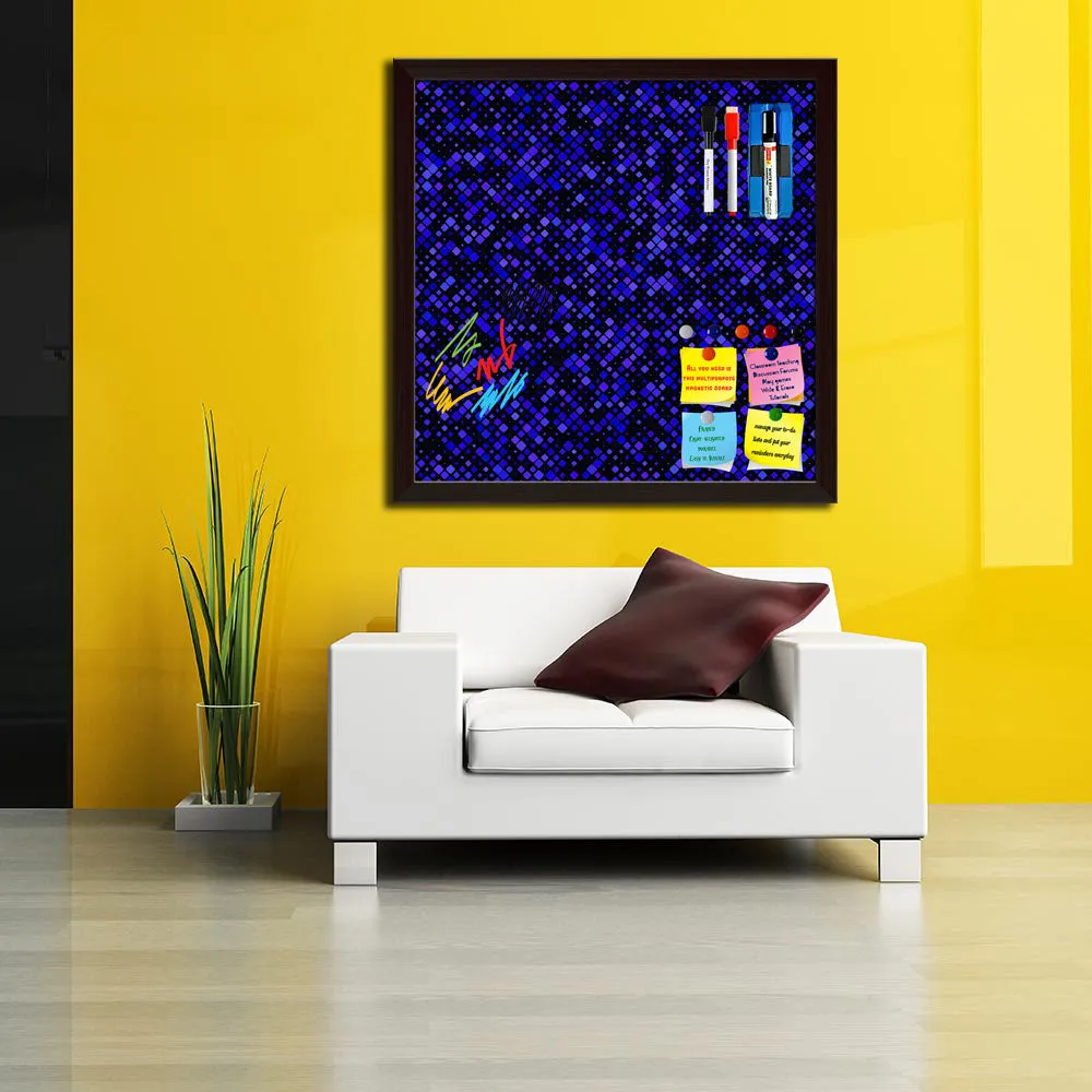 Abstract Tiled Mosaic Pattern Framed Magnetic Dry Erase Board | Combo with Magnet Buttons & Markers