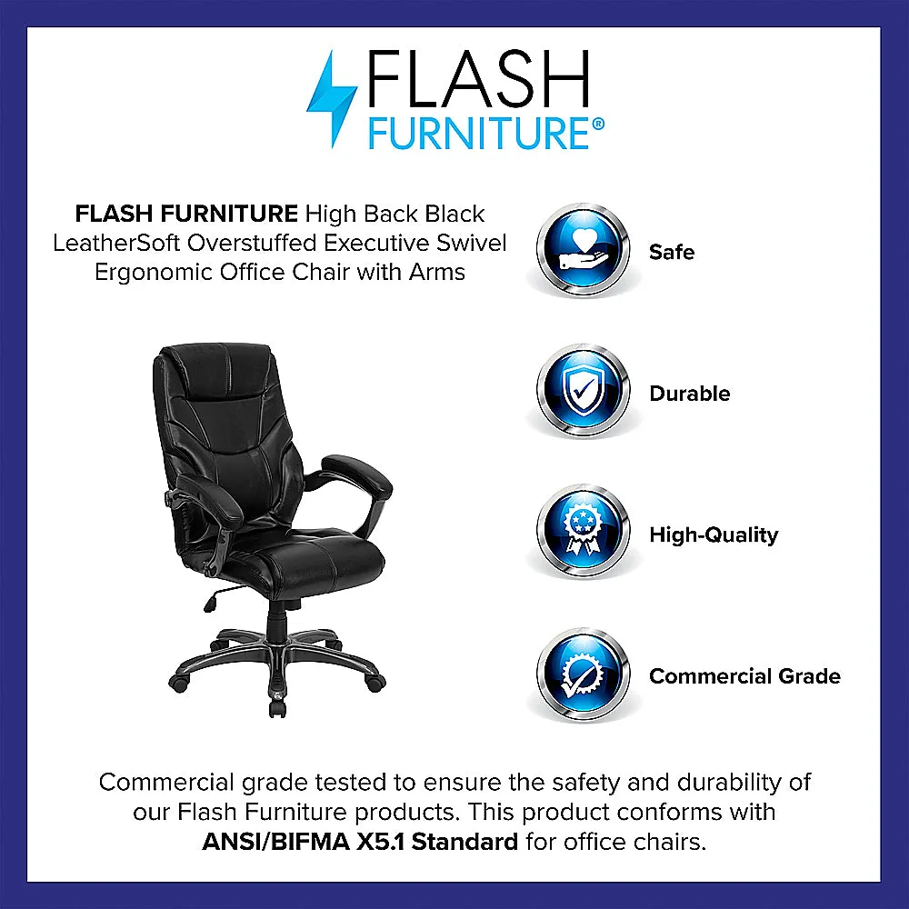 Alamont Home - Greer Contemporary Leather/Faux Leather Executive Swivel Office Chair - Black