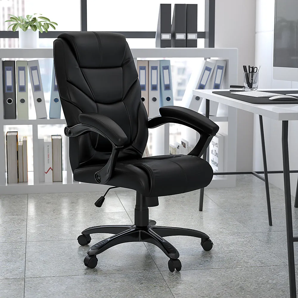 Alamont Home - Greer Contemporary Leather/Faux Leather Executive Swivel Office Chair - Black