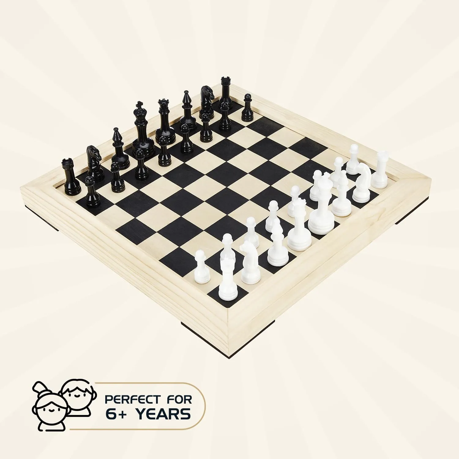 Amazon Brand - Jam & Honey Wooden Handcrafted Chess | Great Birthday Gift | Toy for Kids Girls Boys