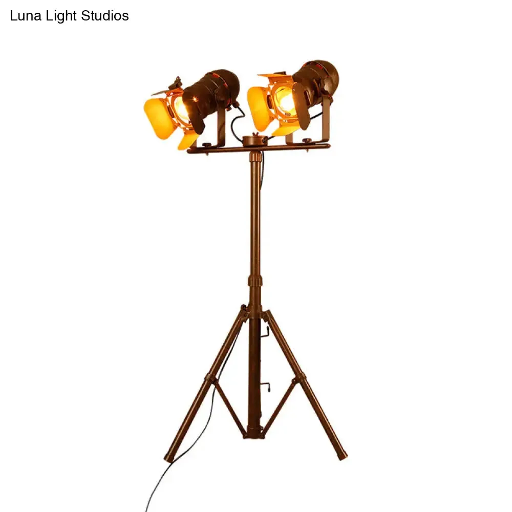 Antique Tripod Floor Lamp - Stylish & Rotatable 1/2-Light Metallic in Dark Rust for Living Room
