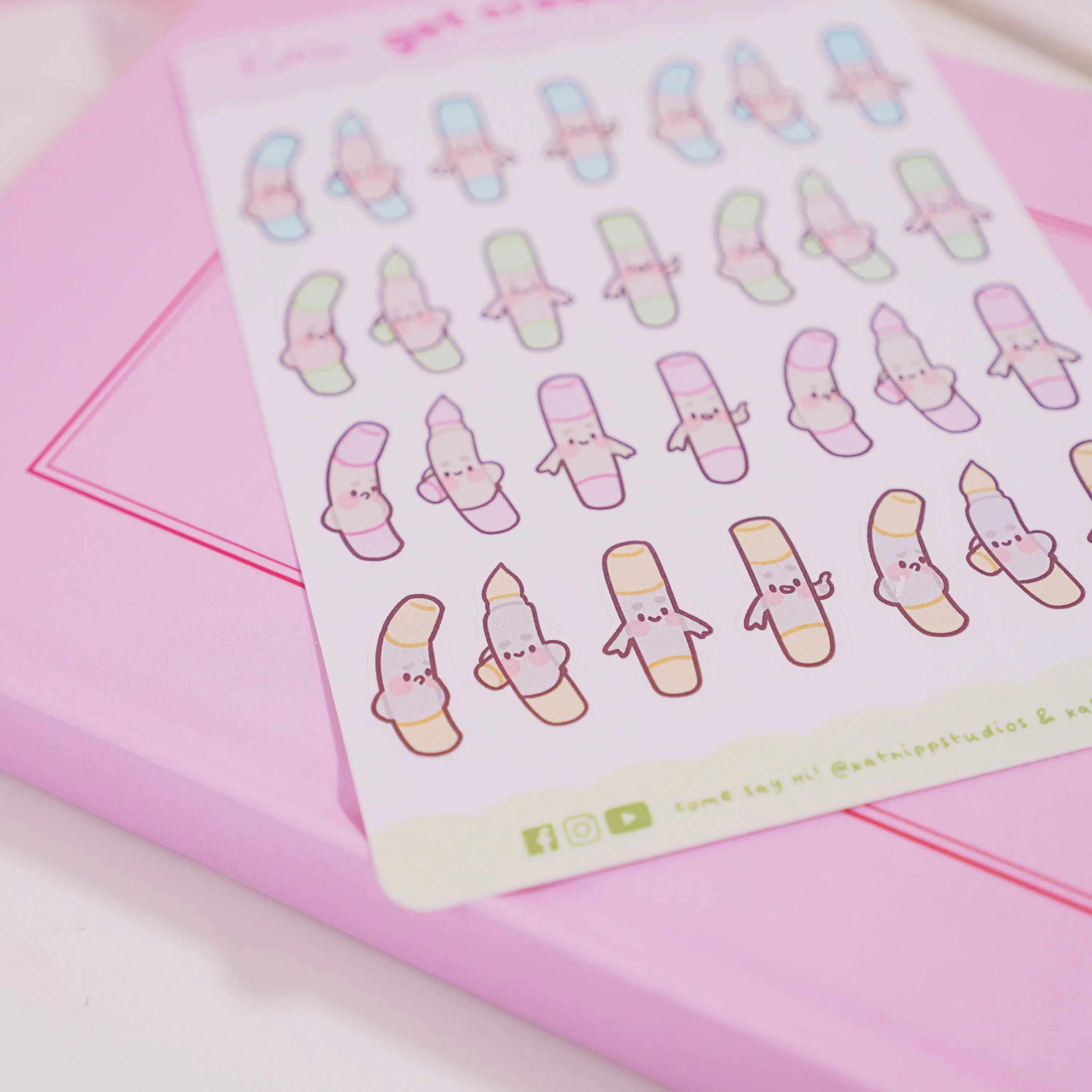 Artist Marker Pen Sticker Sheet | Kawaii Pastel Art Supply Stickers for Planners, Journals & Creative Projects | ART 003