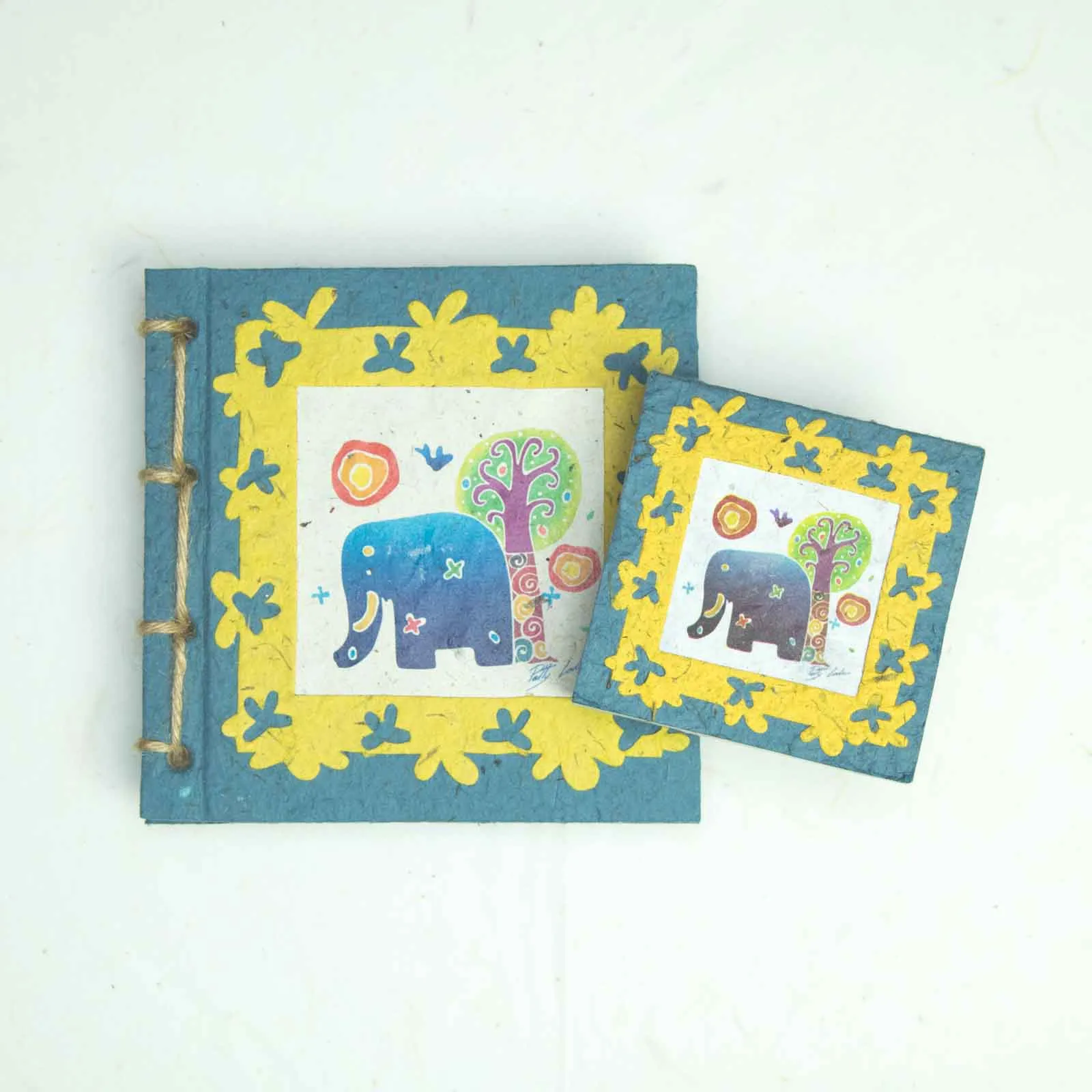 Artist Reproductions - Thailand Themed - Batik Art Set Blue - Twine Eco-friendly Journal and Scratch Pad Set