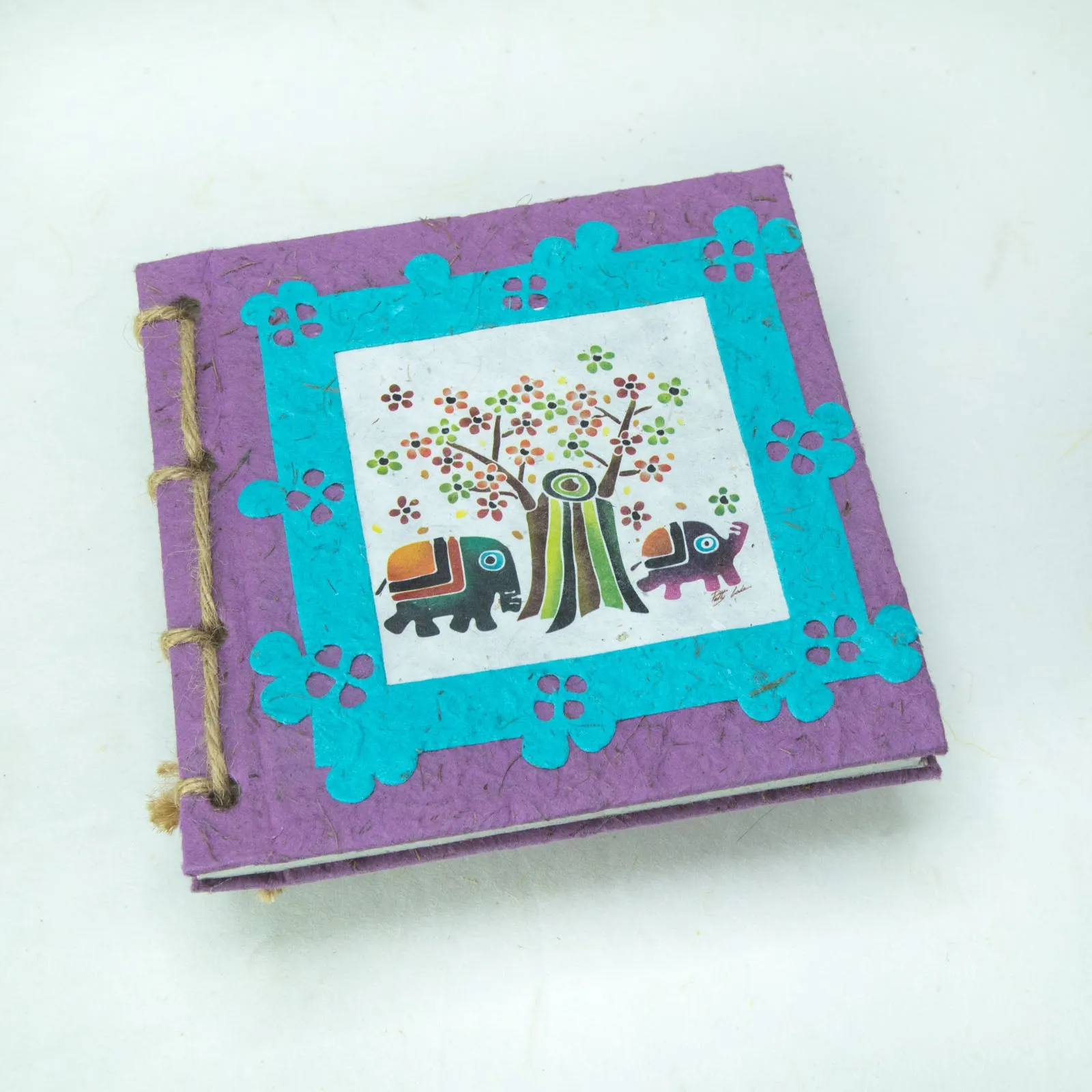 Artist Reproductions - Thailand Themed - Batik Art Set Purple - Twine Eco-friendly Journal and Scratch Pad Set
