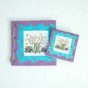 Artist Reproductions - Thailand Themed - Batik Art Set Purple - Twine Eco-friendly Journal and Scratch Pad Set