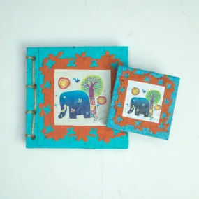 Artist Reproductions - Thailand Themed - Batik Art Set Teal - Twine Eco-friendly Journal and Scratch Pad Set