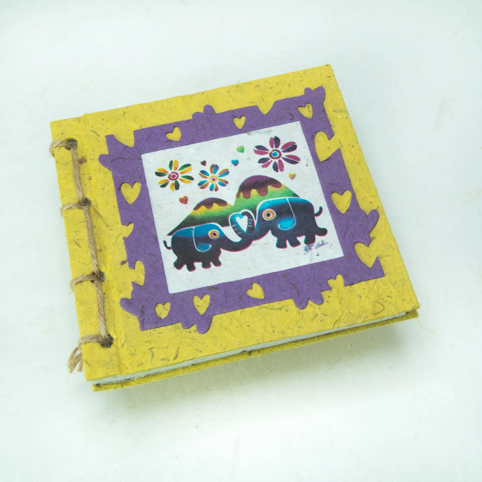 Artist Reproductions - Thailand Themed - Batik Art Set Yellow - Twine Eco-friendly Journal and Scratch Pad Set