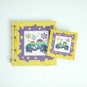 Artist Reproductions - Thailand Themed - Batik Art Set Yellow - Twine Eco-friendly Journal and Scratch Pad Set