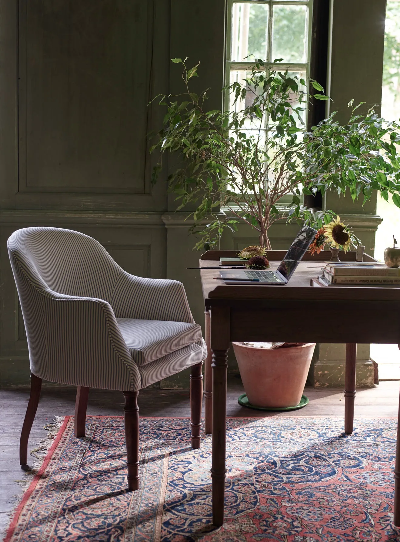 Bennett Library Chair, Rust Linen