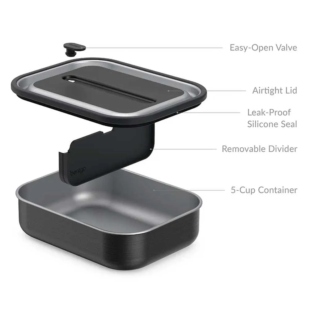 Bentgo Microwavable Stainless Steel Leak-proof Lunch Box 1200ml Black