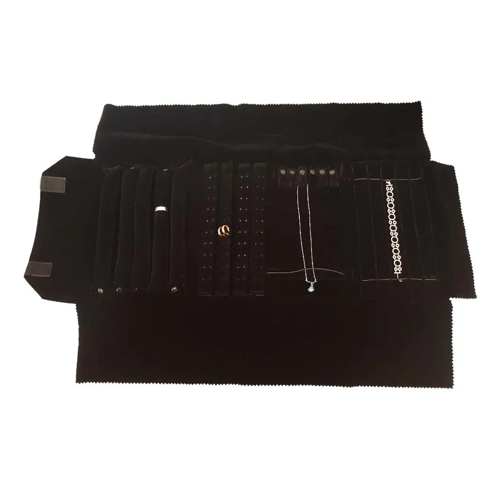 Black Deluxe Velvet Jewelry Rolls - Combination