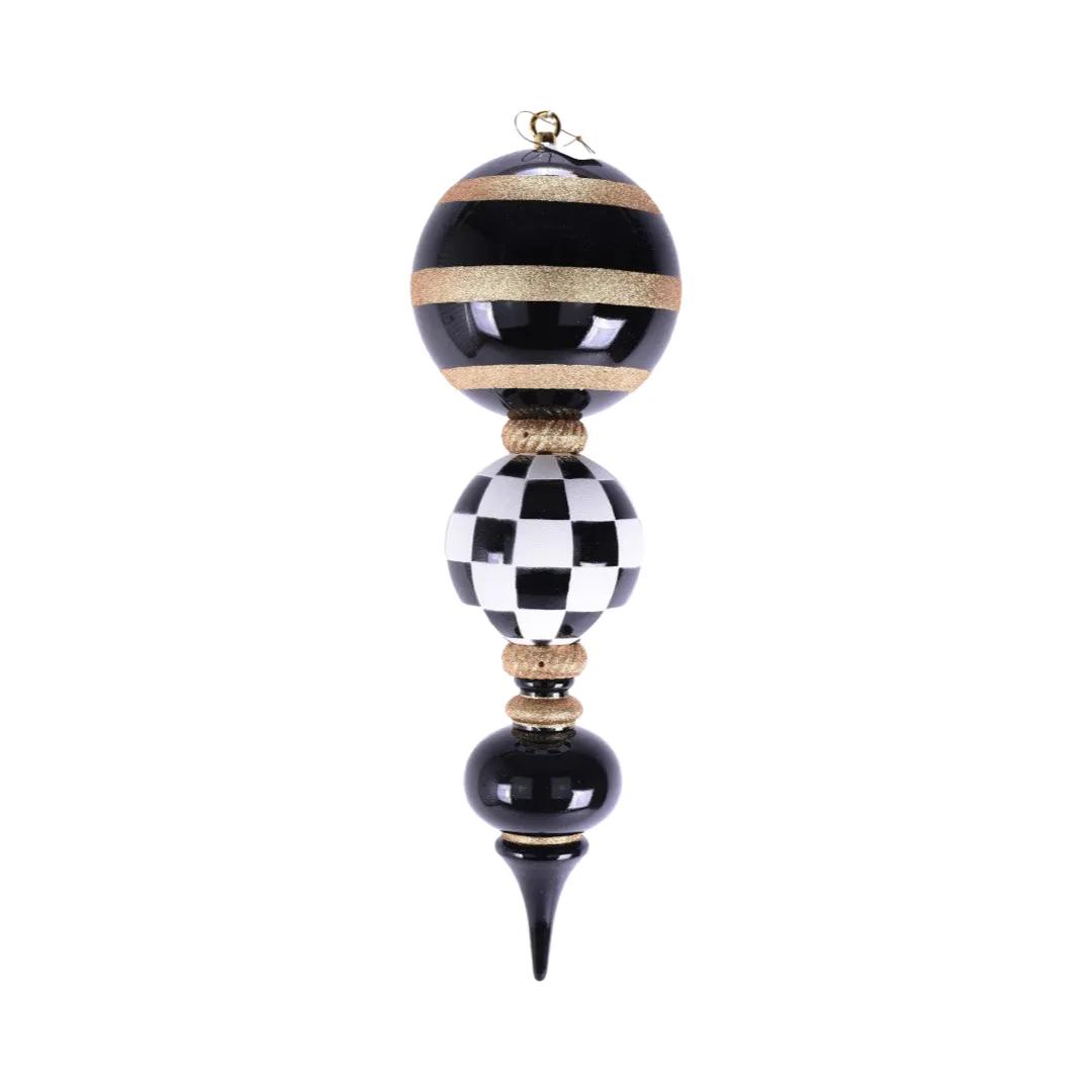 Black, Gold, and White Finial Ornament