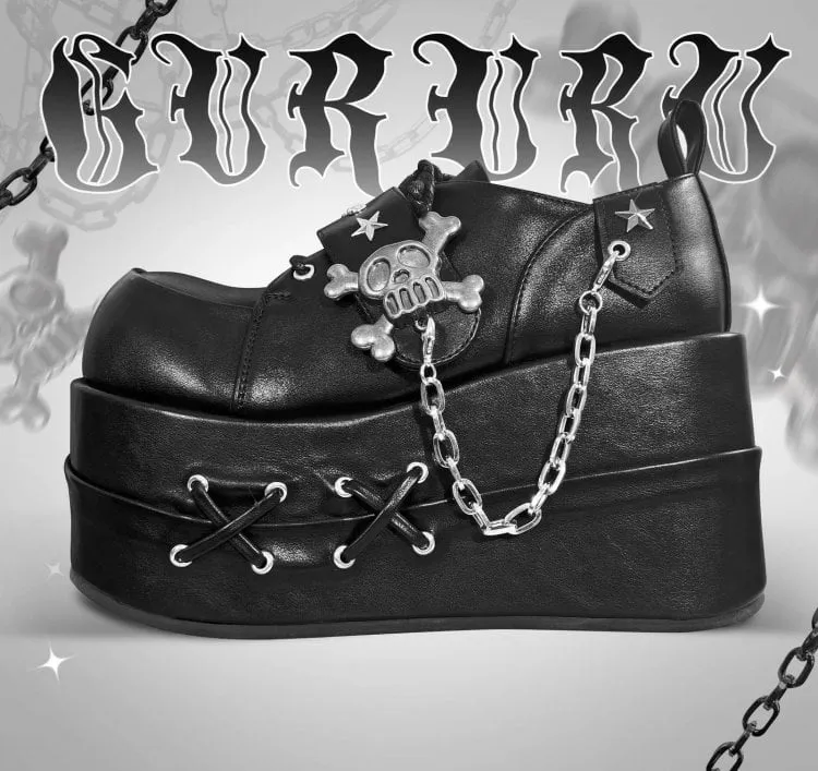Black Star Hunter Pirates Skull Gothic Platforms