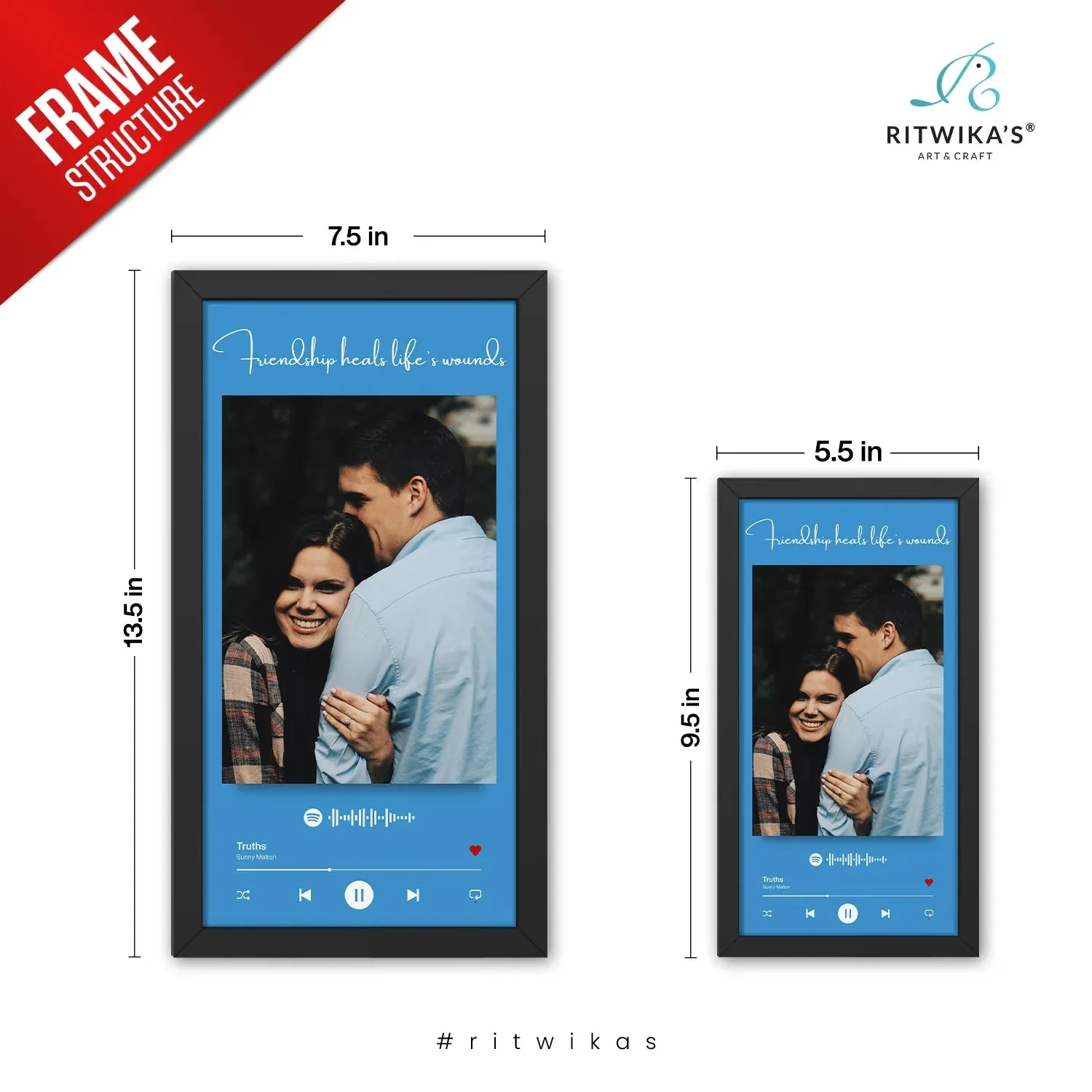 Blue Color Backdrop Spotify Picture Frame