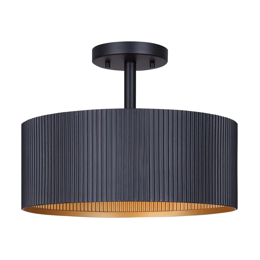 Canarm ISF1119A02BK REXTON Black and Gold Semi-Flush Mount Light