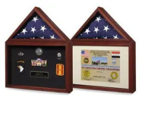 Capitol Flag Presentation Case with Display Shadow Box - Cherry Finish