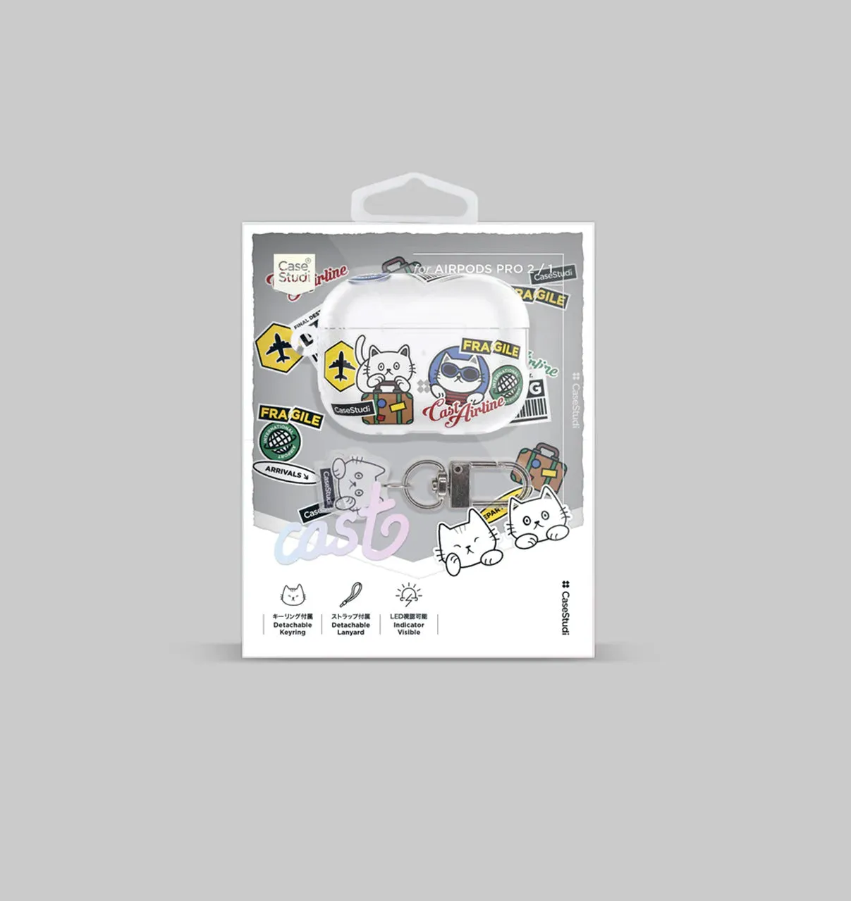 Case Studi Airpods Travel Cat Case for AirPods Pro 2 (Matte Clear)