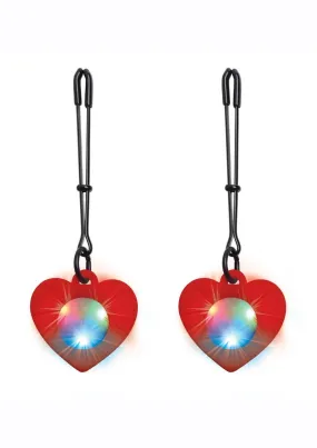 Charmed Silicone Light-Up Heart Tweezer Nipple Clamps