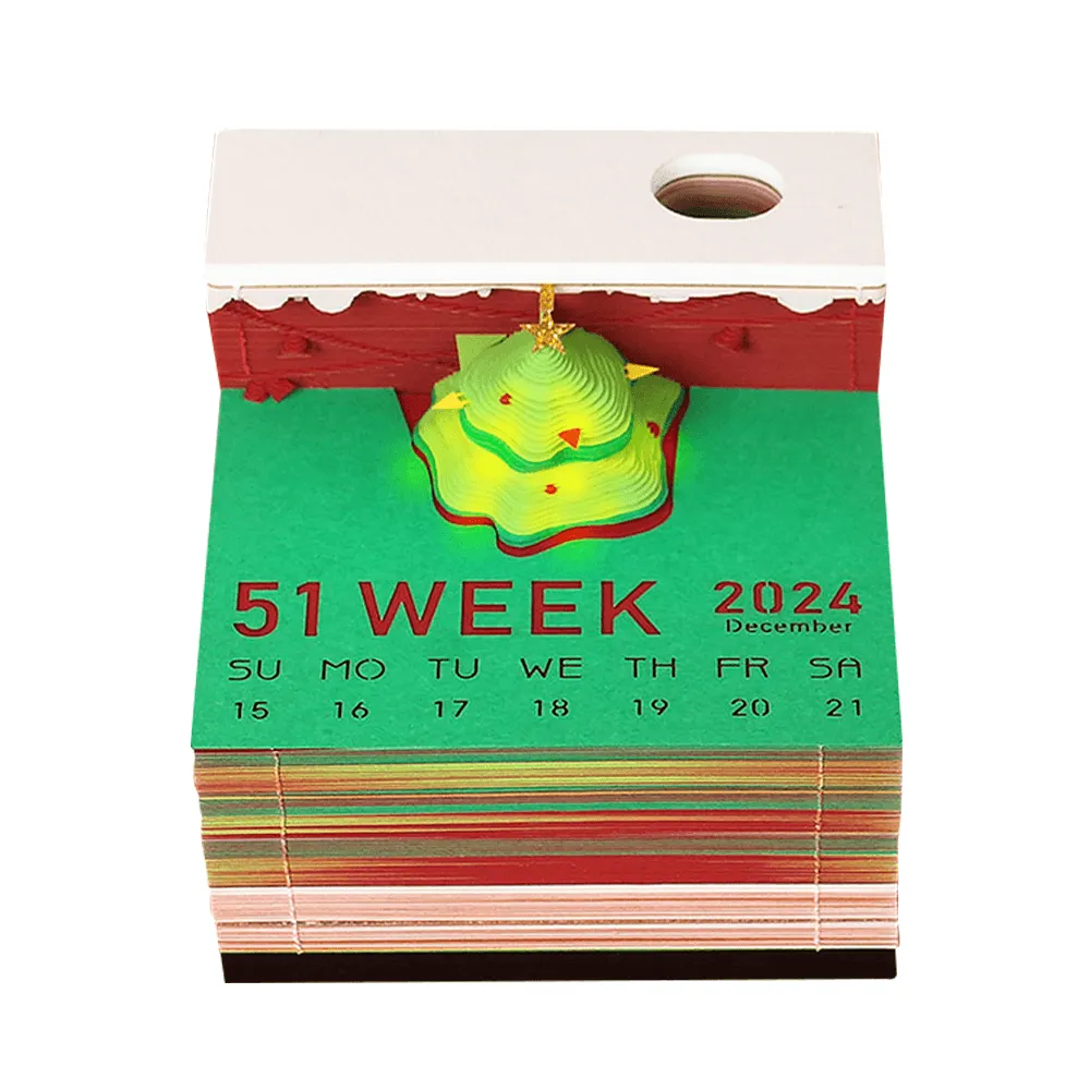 Christmas Tree 3D Note Pad - Desk Decor Creative Memo Pad - Holiday Gifts Christmas Gifts Omoshiroi Block