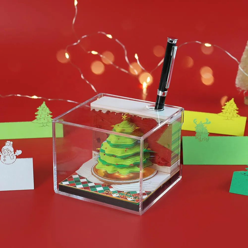 Christmas Tree 3D Note Pad - Desk Decor Creative Memo Pad - Holiday Gifts Christmas Gifts Omoshiroi Block