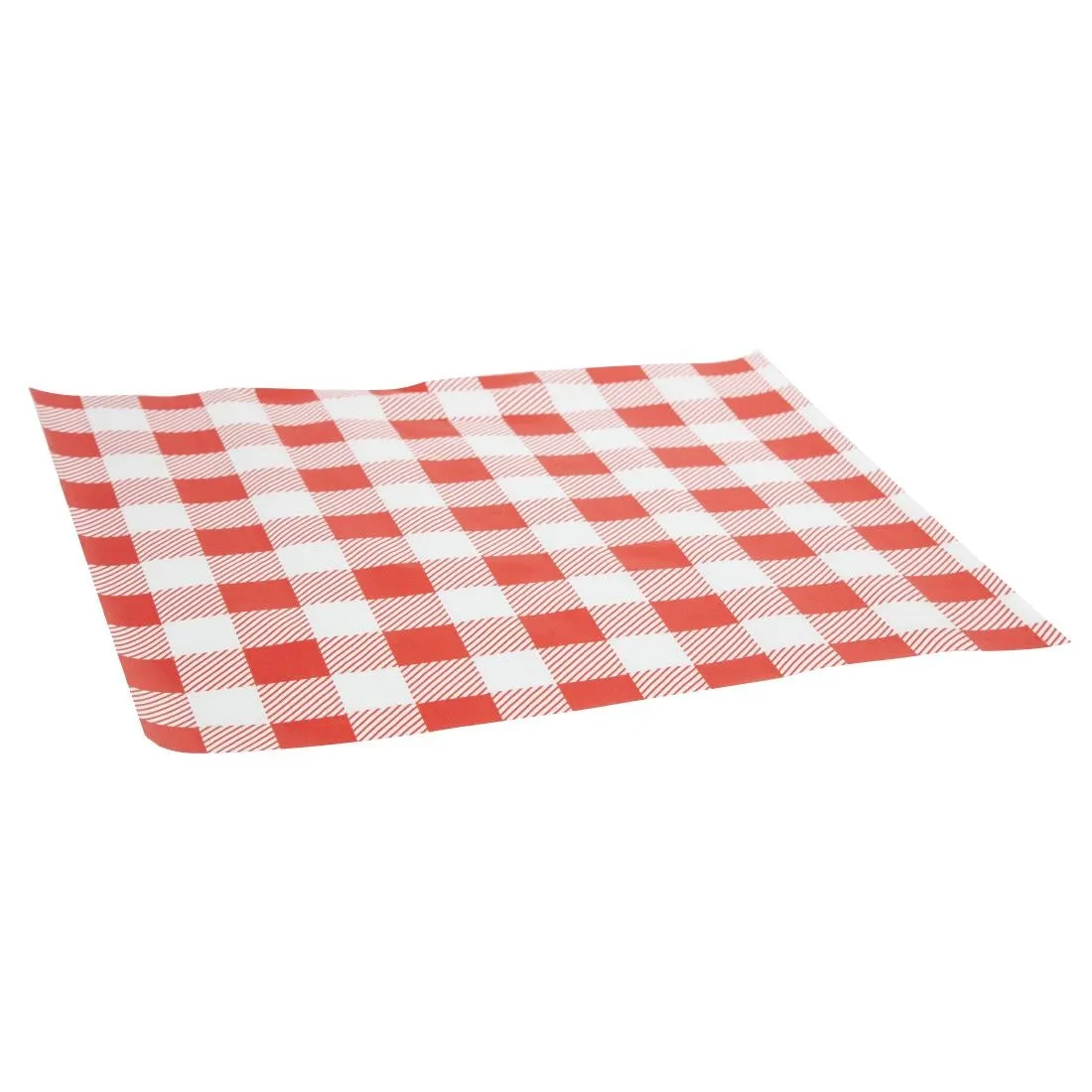 CL657 Greaseproof Paper Sheets Red Gingham 250 x 250mm (Pack of 200)
