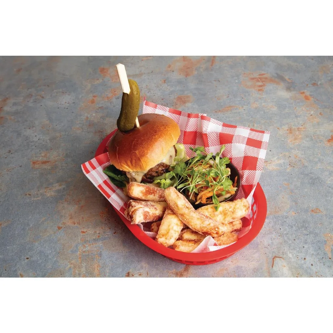 CL657 Greaseproof Paper Sheets Red Gingham 250 x 250mm (Pack of 200)