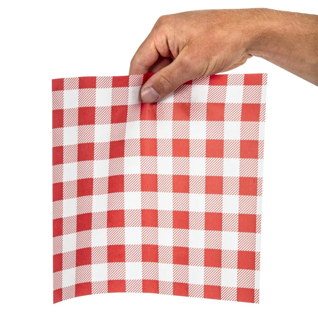 CL657 Greaseproof Paper Sheets Red Gingham 250 x 250mm (Pack of 200)