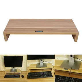 Computer Monitor Stand Riser, Computer Monitor Riser Desk Table LED TV Stand Shelf Desktop Laptop Organizer for Office Home Living Room (Wooden Color)