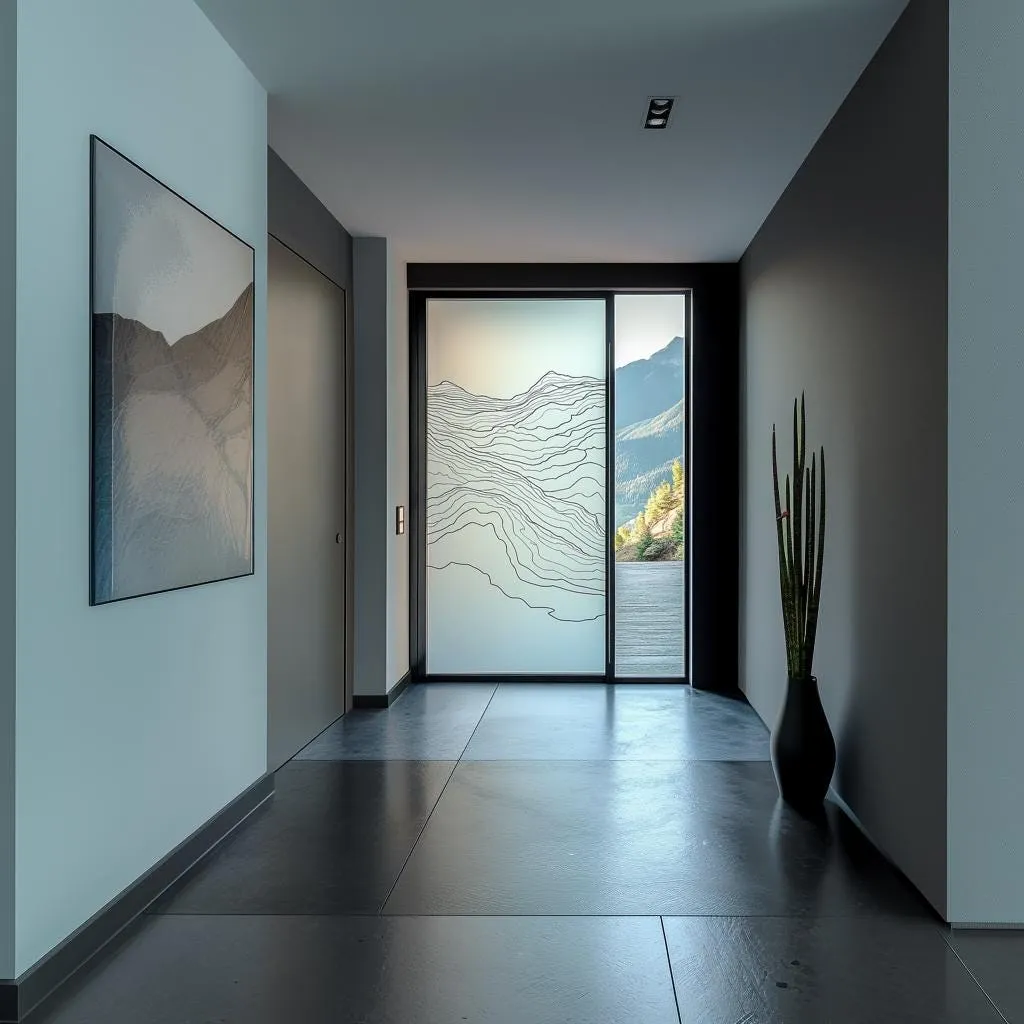 Custom Frosted Glass Door Decal | Topographic Line Design | Modern Privacy Window Sticker | Etched Glass Effect | Minimalist Home Decor